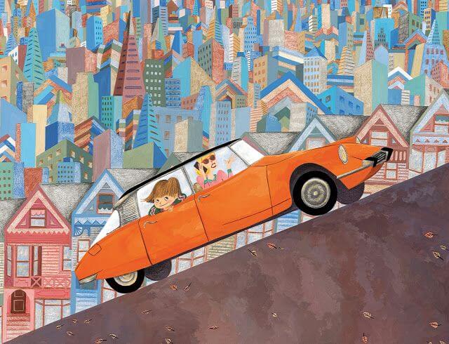Niño y madre viajando en coche