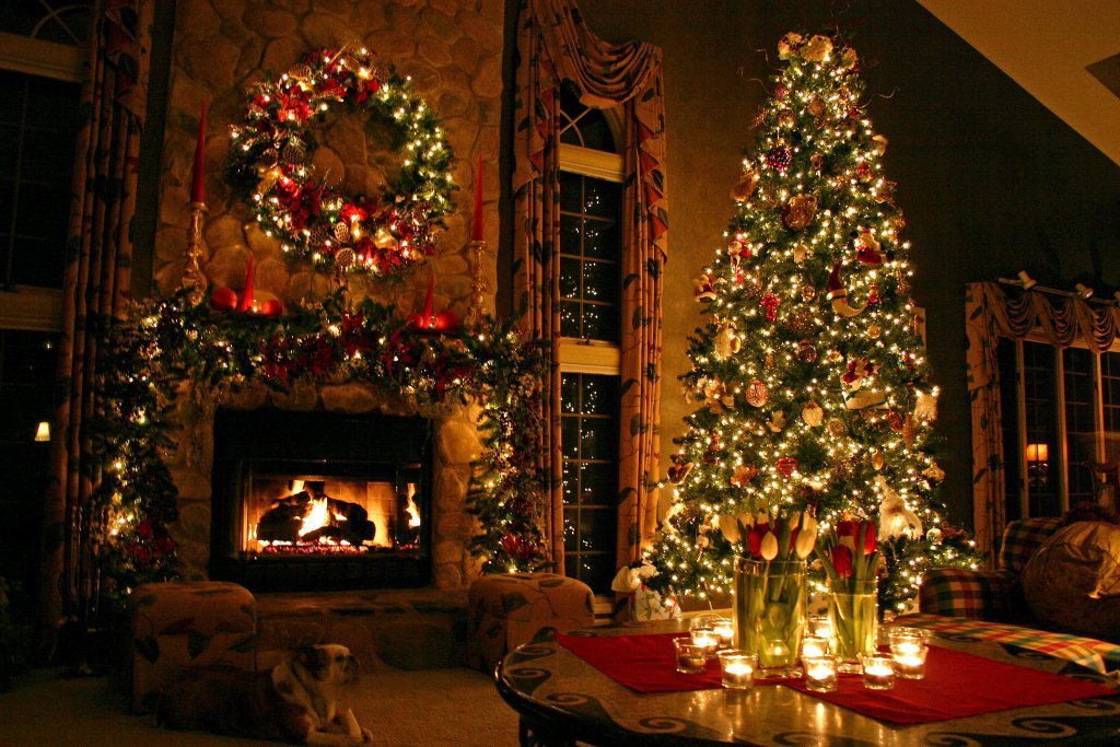 Decoración de una casa en Navidad