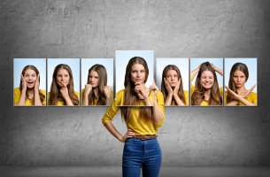 mujer con diferentes estados emocionales