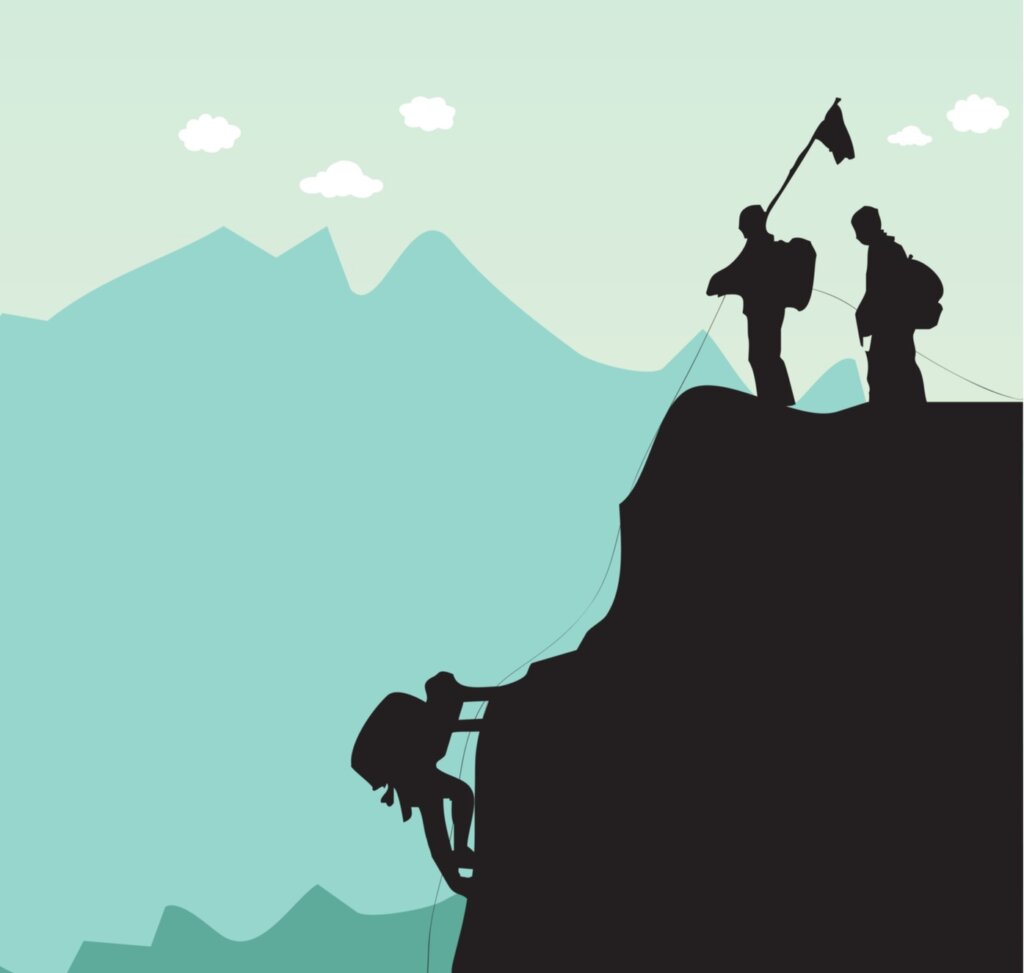 silueta hombre escalando