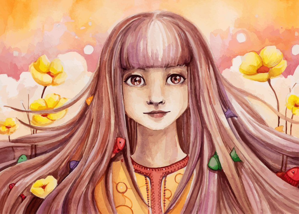 Chica con pelo largo