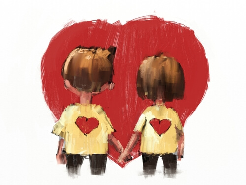 Pareja enamorada agarrada de la mano