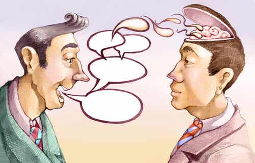 Hombre hablando y manipulando conversación con amigo evitando  solucionar un conflicto
