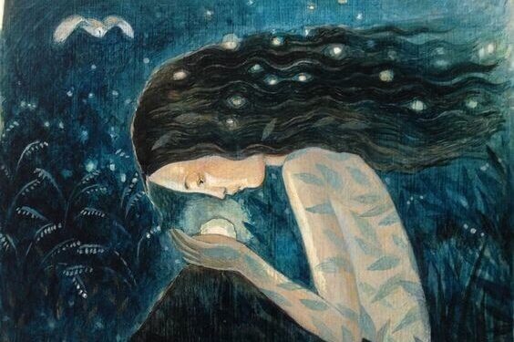 Niña con una joya pensando en Benedetti