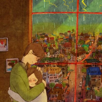 Hombre abrazando a su mujer cuando llora