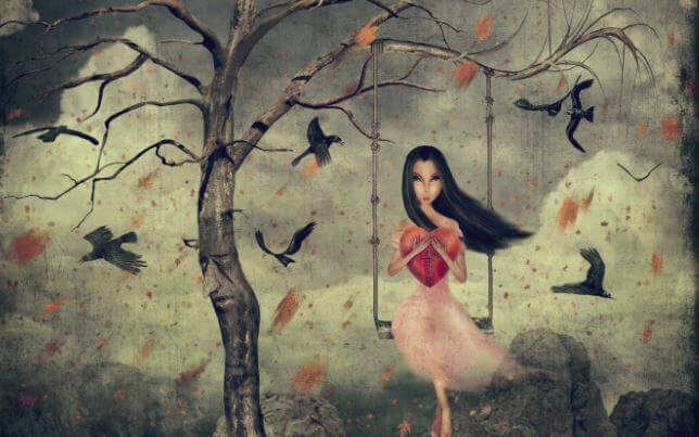 Mujer con un corazón en sus manos