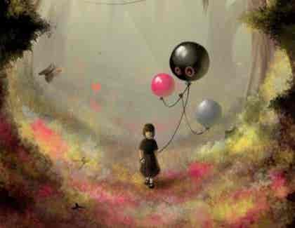niña con globos de colores