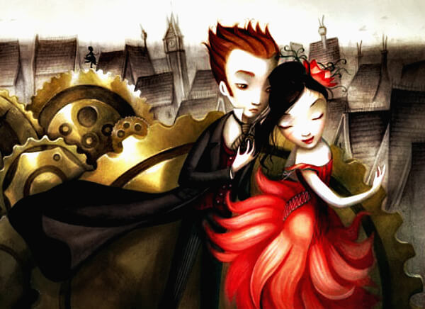 Hombre y mujer vestidos de traje sin miedo al amor