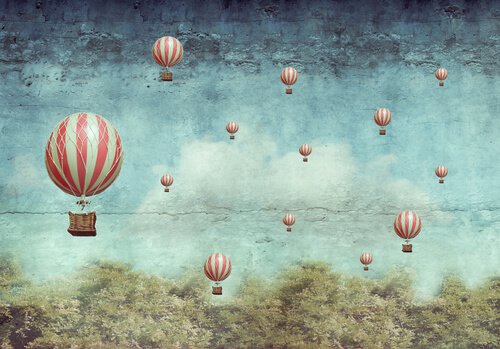 Globos volando por el cielo