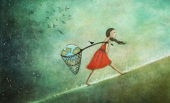 Chica cargando con el mundo