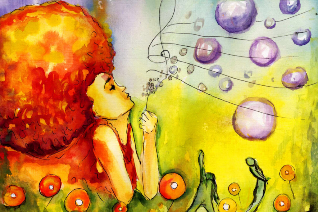 Chica escuchando música