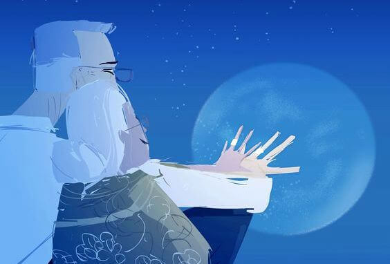 Pareja de personas mayores hablando sobre una arruga