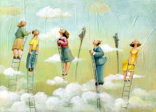 gente mirando al cielo representando la filosofía de Slavoj Žižek