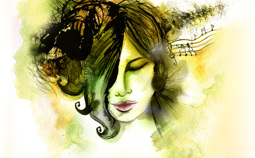 Mujer escuchando música