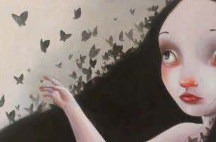 Meisje met vlinders