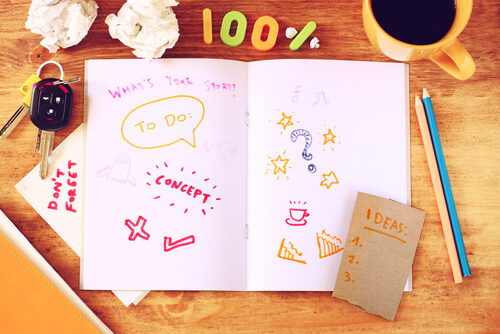 Libreta con apuntes de muchas cosas por hacer