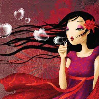 Woman bubbles with heart