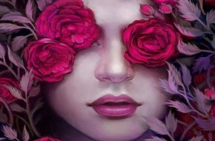 Mujer rostro con mariposas