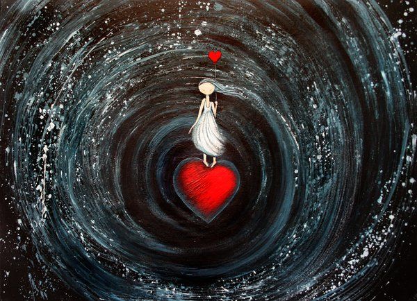 Niña sobre corazón amándose a sí misma