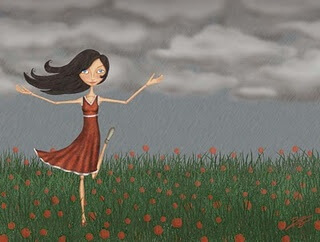 Niña feliz en el campo