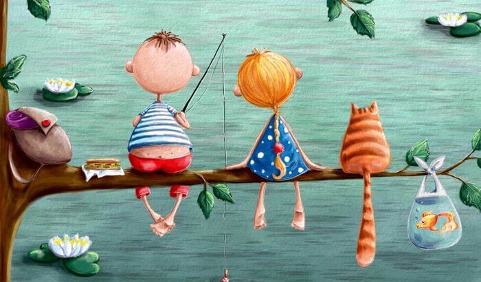 amigos pescando