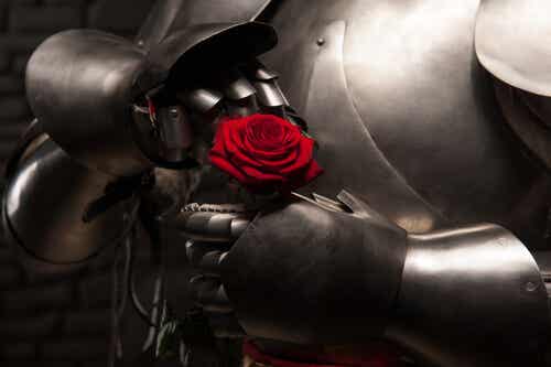 Caballero con armadura y una rosa