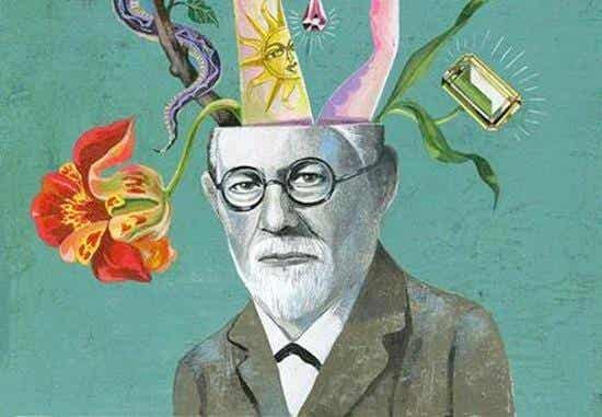 Sigmund Freud con la cabeza de llena de pensamientos