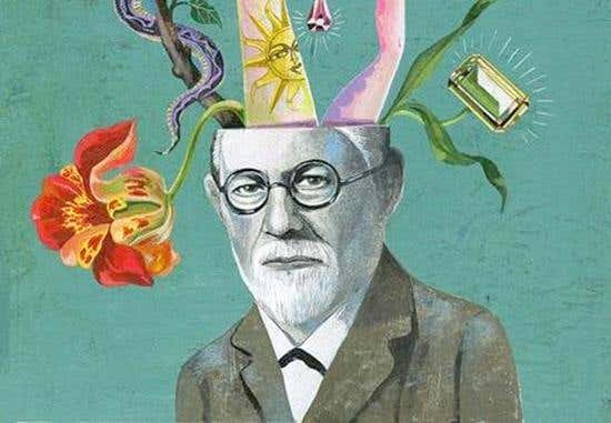 Freud con la cabeza de llena de pensamientos
