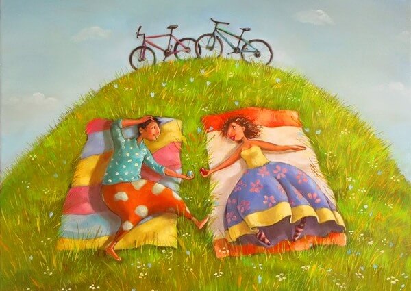 Twee mensen in het veld