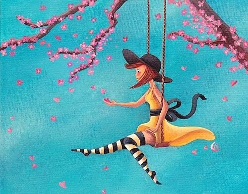 Mujer columpiándose