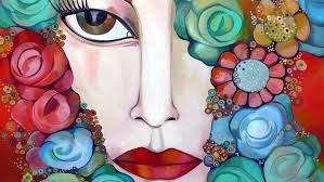 Cara de mujer con flores