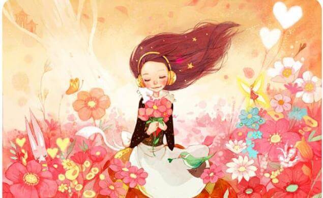 Niña con flores