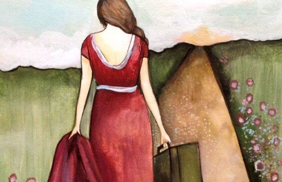 Mujer huyendo con una maleta pensando que lo estás haciendo bien