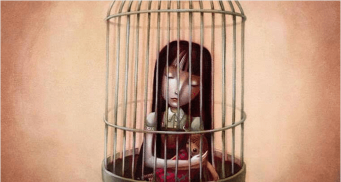 Niña en jaula