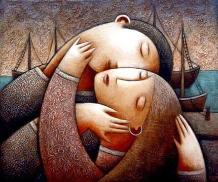 Pareja acariciándose