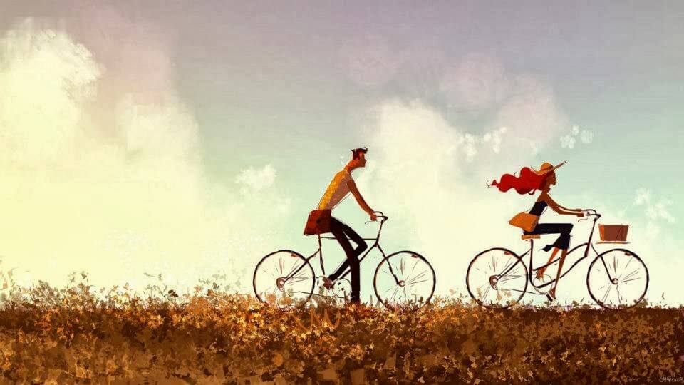 Pareja en bicicleta