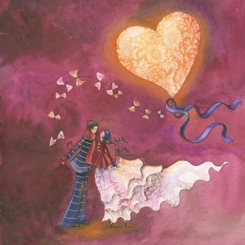 Pareja enamorada con un corazón