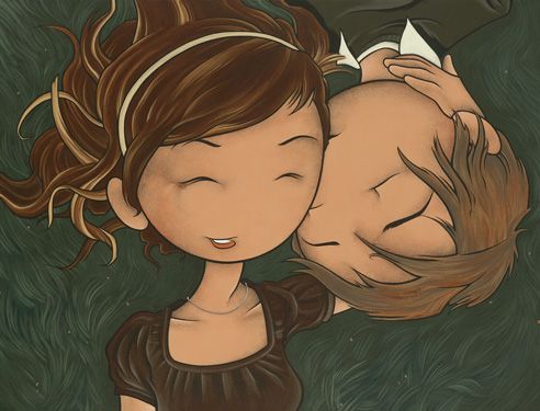 Pareja feliz amándose