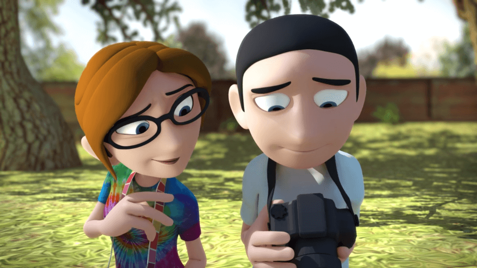 Pareja viendo una foto