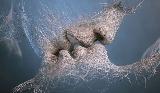 beso rostros en fibras