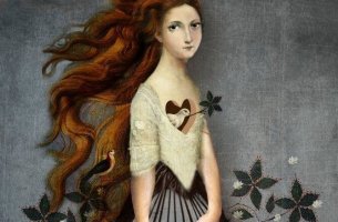 Chica con paloma en el corazón