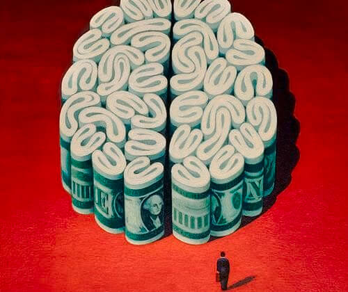 dinero en forma de cerebro