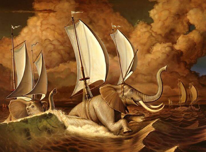 elefantes en el océano