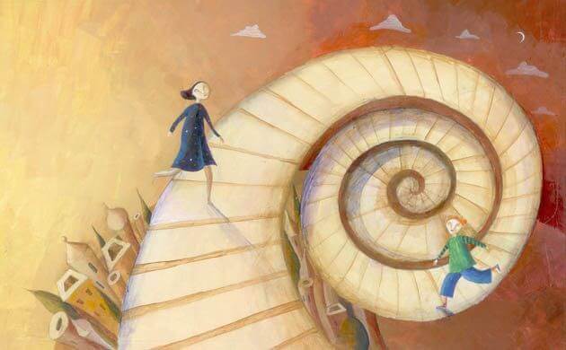 Escalera en espiral simbolizando el desarrollo personal