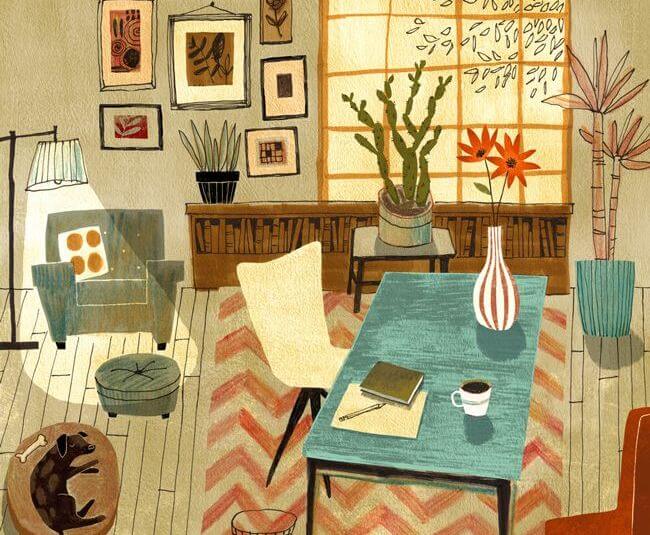 ilustracion de una habitación sala de estar