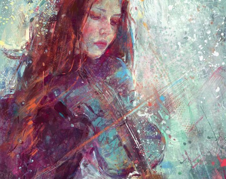 joven tocando el violín con sensibilidad