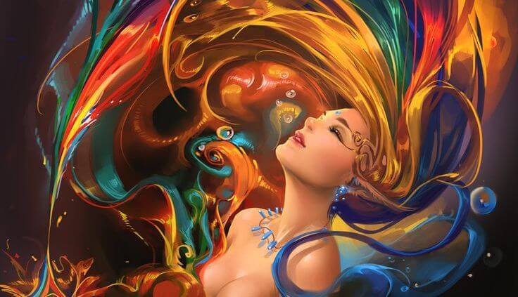 mujer cabello de colores