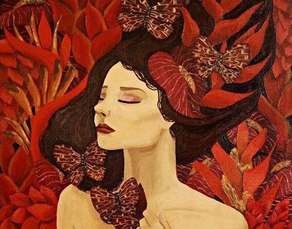 mujer con mariposas