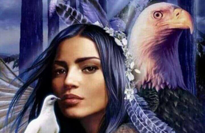 mujer nativa americana con aguila
