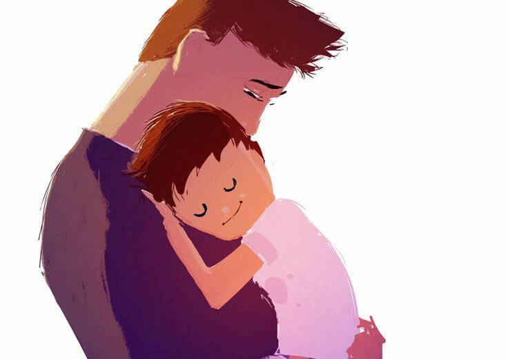 padre abrazando hijo